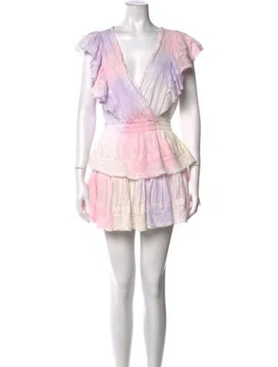 Pre-owned Loveshackfancy Tie-dye Print Mini Dress In Pink