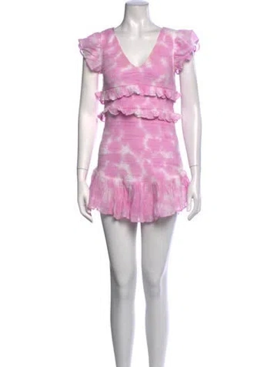 Pre-owned Loveshackfancy Tie-dye Print Mini Dress In Pink
