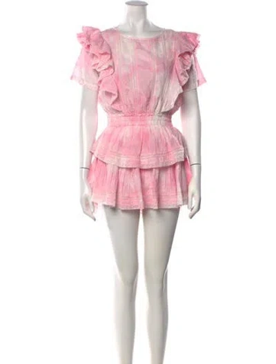 Pre-owned Loveshackfancy Tie-dye Print Mini Dress In Pink