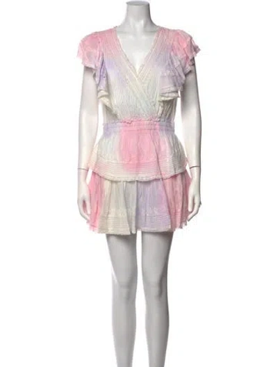 Pre-owned Loveshackfancy Tie-dye Print Mini Dress In Pink/purple