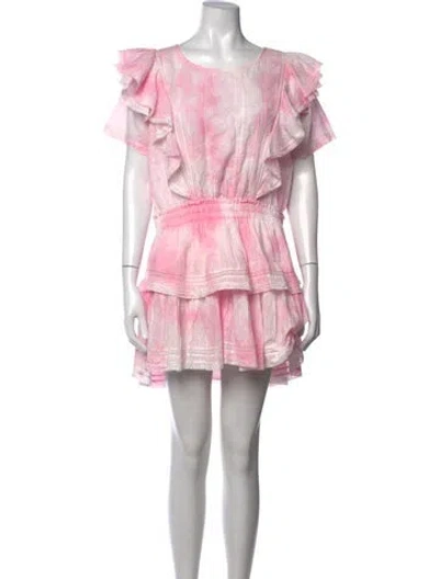 Pre-owned Loveshackfancy Tie-dye Print Mini Dress In Pink/white