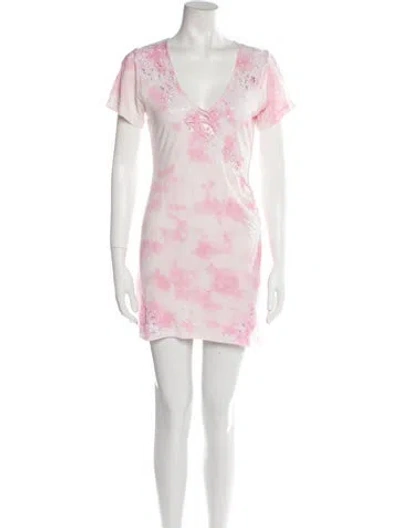Pre-owned Loveshackfancy Tie-dye Print Mini Dress W/ Tags In Pink