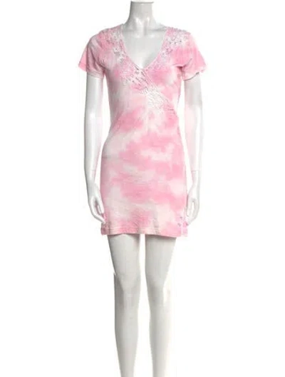 Pre-owned Loveshackfancy Tie-dye Print Mini Dress W/ Tags In Pink