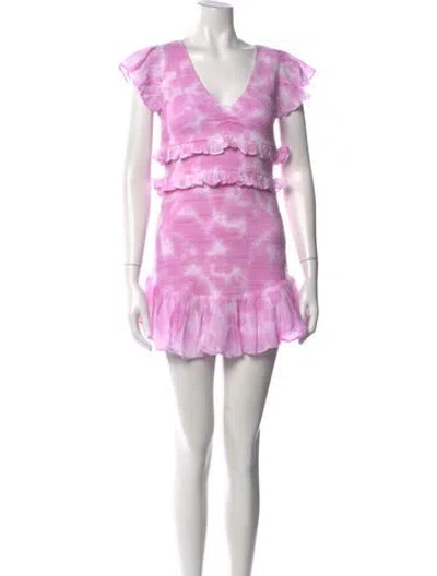 Pre-owned Loveshackfancy Tie-dye Print Mini Dress W/ Tags In Pink
