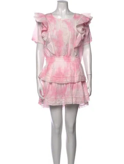 Pre-owned Loveshackfancy Tie-dye Print Mini Dress W/ Tags In Pink/white