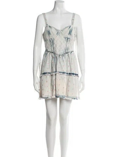 Pre-owned Loveshackfancy Tie-dye Print Mini Dress In White