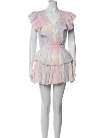 Pre-owned Loveshackfancy Tie-dye Print Mini Dress In White