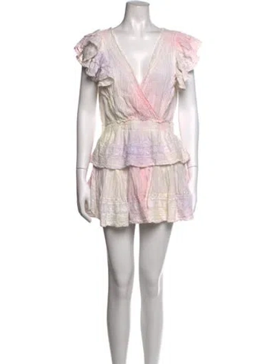 Pre-owned Loveshackfancy Tie-dye Print Mini Dress In White