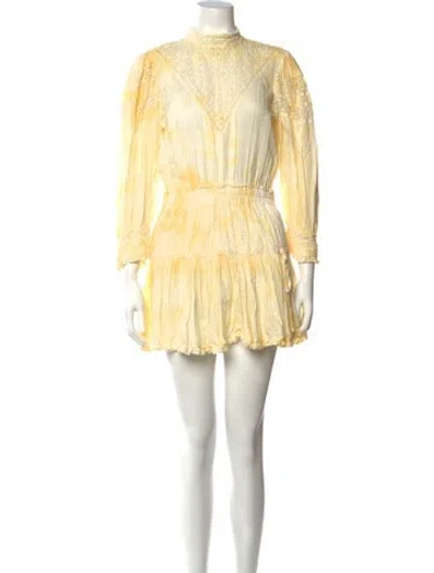 Pre-owned Loveshackfancy Tie-dye Print Mini Dress In Yellow