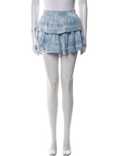 Pre-owned Loveshackfancy Tie-dye Print Mini Skirt In Blue