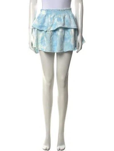 Pre-owned Loveshackfancy Tie-dye Print Mini Skirt In Blue