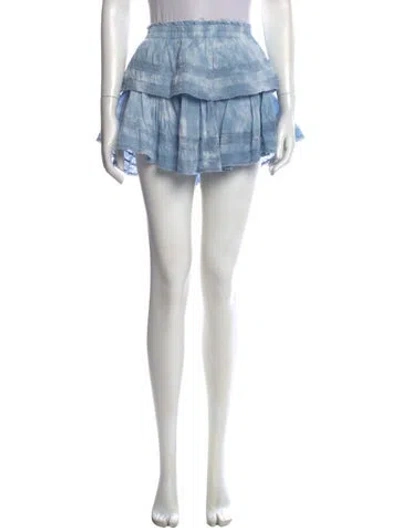 Pre-owned Loveshackfancy Tie-dye Print Mini Skirt In Blue