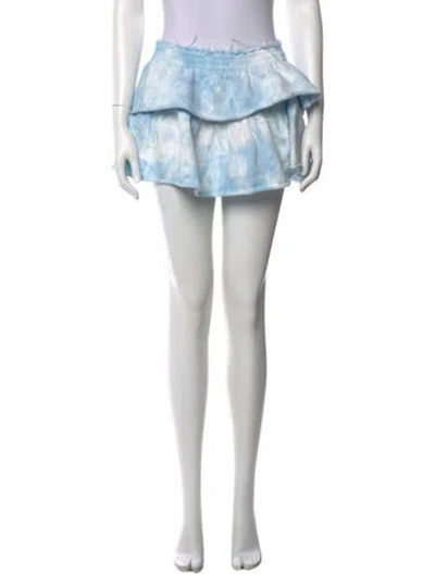 Pre-owned Loveshackfancy Tie-dye Print Mini Skirt In Blue