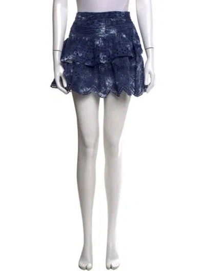 Pre-owned Loveshackfancy Tie-dye Print Mini Skirt In Blue