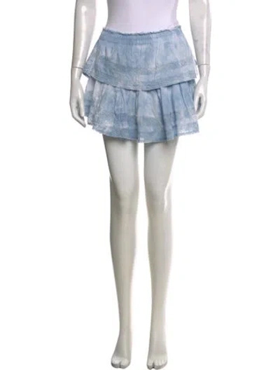 Pre-owned Loveshackfancy Tie-dye Print Mini Skirt In Blue