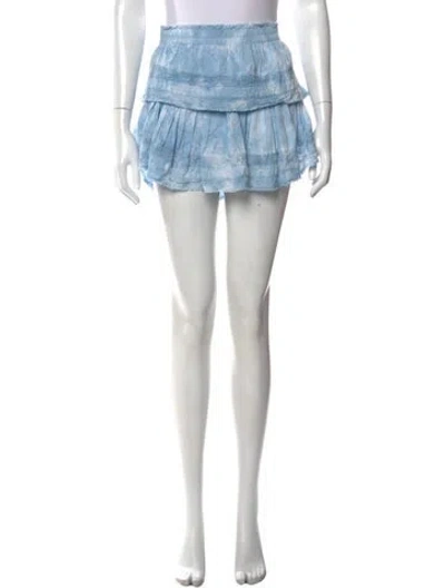 Pre-owned Loveshackfancy Tie-dye Print Mini Skirt In Blue