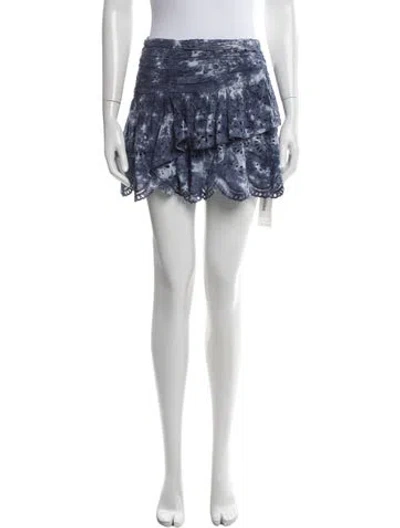Pre-owned Loveshackfancy Tie-dye Print Mini Skirt In Blue