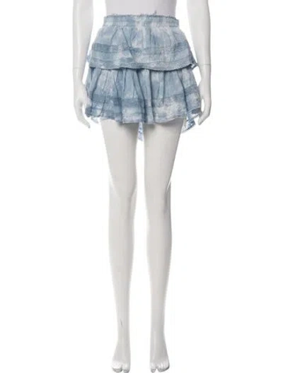 Pre-owned Loveshackfancy Tie-dye Print Mini Skirt In Blue