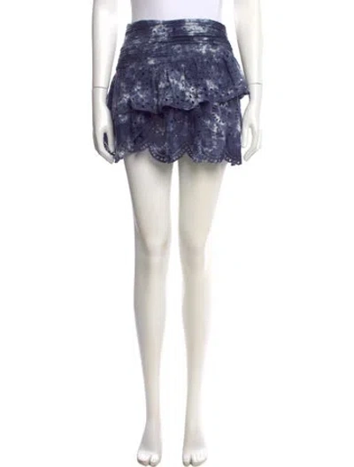 Pre-owned Loveshackfancy Tie-dye Print Mini Skirt In Blue