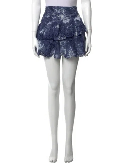 Pre-owned Loveshackfancy Tie-dye Print Mini Skirt In Blue