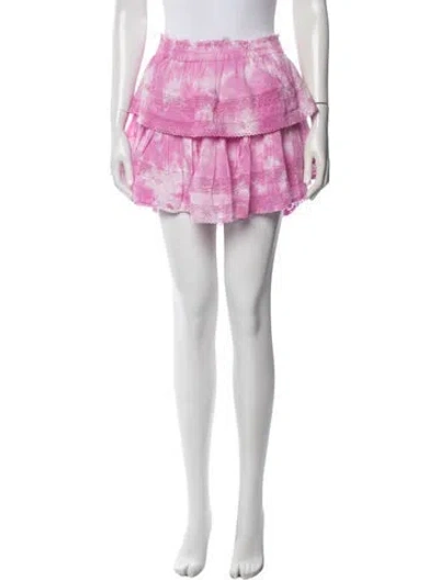 Pre-owned Loveshackfancy Tie-dye Print Mini Skirt In Blue
