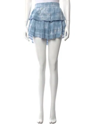 Pre-owned Loveshackfancy Tie-dye Print Mini Skirt In Blue/white