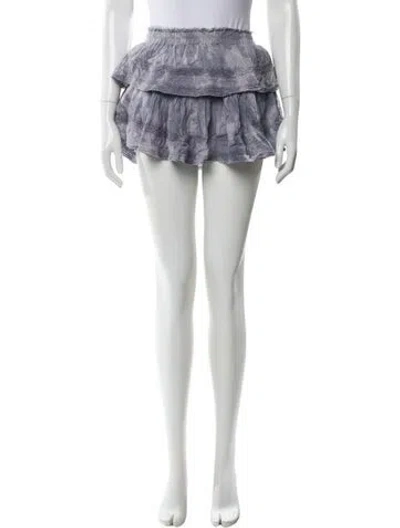Pre-owned Loveshackfancy Tie-dye Print Mini Skirt In Gray