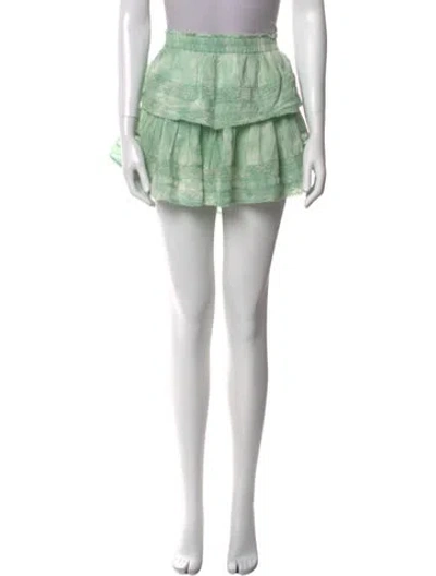 Pre-owned Loveshackfancy Tie-dye Print Mini Skirt In Green