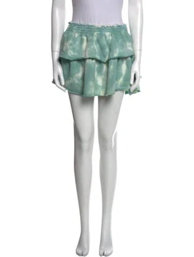 Pre-owned Loveshackfancy Tie-dye Print Mini Skirt In Green