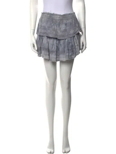 Pre-owned Loveshackfancy Tie-dye Print Mini Skirt In Grey