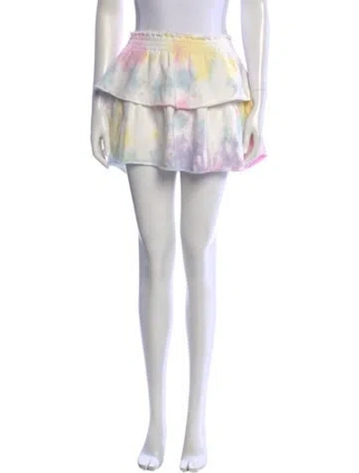 Pre-owned Loveshackfancy Tie-dye Print Mini Skirt In Neutral