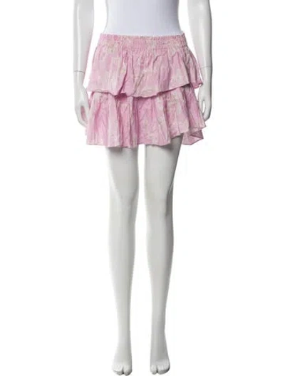 Pre-owned Loveshackfancy Tie-dye Print Mini Skirt In Pink