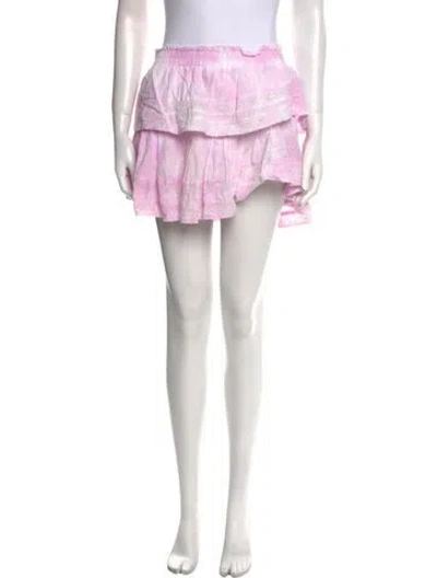 Pre-owned Loveshackfancy Tie-dye Print Mini Skirt In Pink