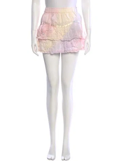 Pre-owned Loveshackfancy Tie-dye Print Mini Skirt In Pink