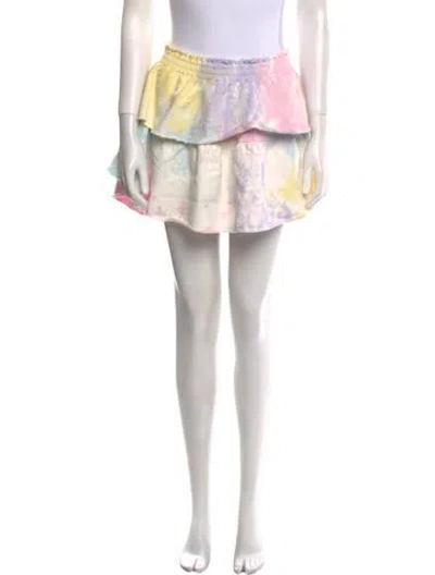 Pre-owned Loveshackfancy Tie-dye Print Mini Skirt In Pink