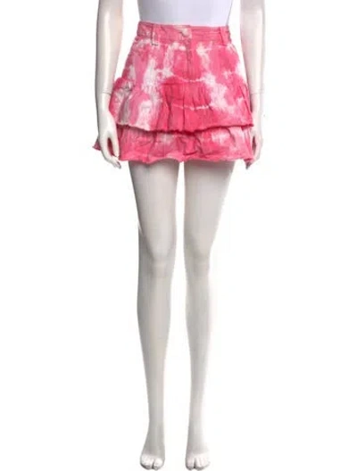 Pre-owned Loveshackfancy Tie-dye Print Mini Skirt In Pink