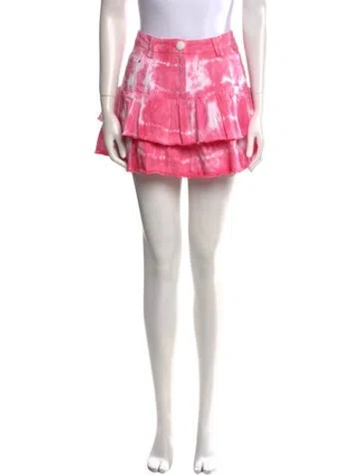 Pre-owned Loveshackfancy Tie-dye Print Mini Skirt In Pink