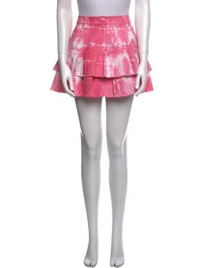 Pre-owned Loveshackfancy Tie-dye Print Mini Skirt In Pink