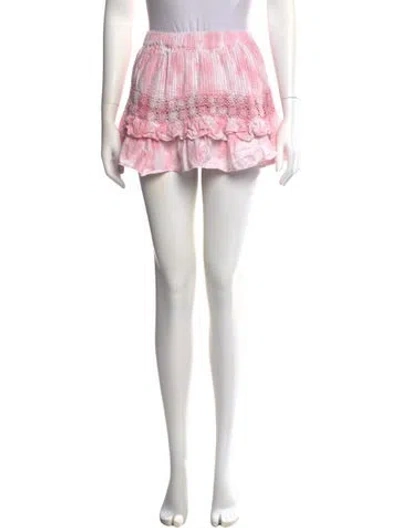 Pre-owned Loveshackfancy Tie-dye Print Mini Skirt In Pink