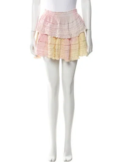 Pre-owned Loveshackfancy Tie-dye Print Mini Skirt In Pink