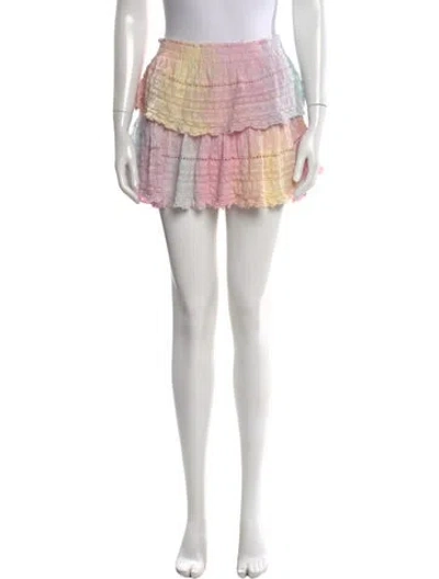 Pre-owned Loveshackfancy Tie-dye Print Mini Skirt In Pink
