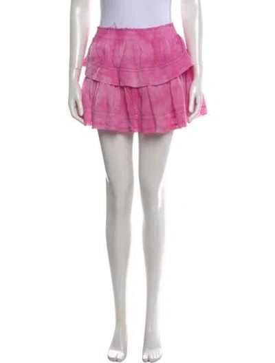 Pre-owned Loveshackfancy Tie-dye Print Mini Skirt In Pink