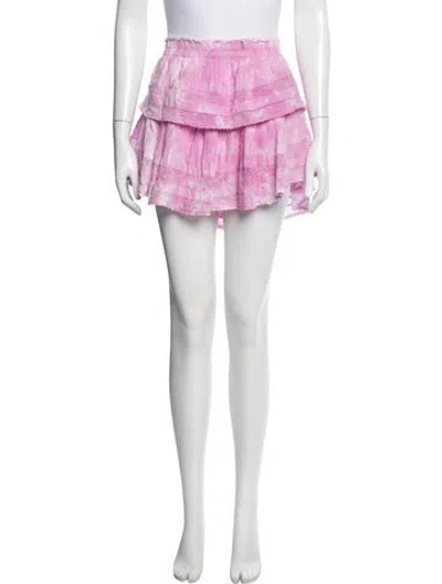 Pre-owned Loveshackfancy Tie-dye Print Mini Skirt In Pink