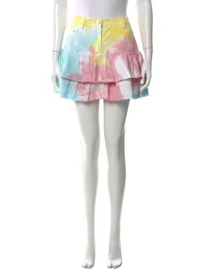 Pre-owned Loveshackfancy Tie-dye Print Mini Skirt In Pink