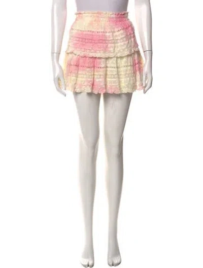 Pre-owned Loveshackfancy Tie-dye Print Mini Skirt In Pink