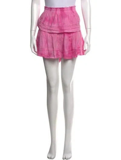 Pre-owned Loveshackfancy Tie-dye Print Mini Skirt In Pink