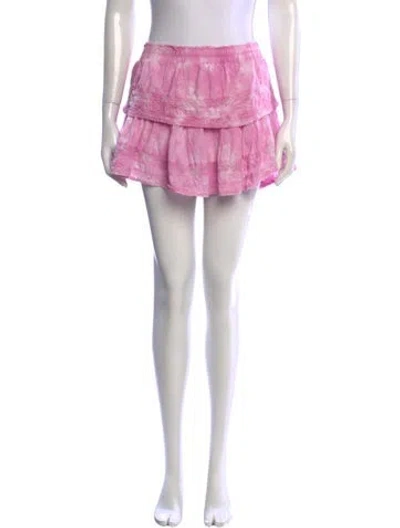 Pre-owned Loveshackfancy Tie-dye Print Mini Skirt In Pink