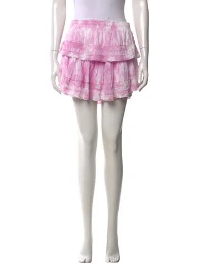 Pre-owned Loveshackfancy Tie-dye Print Mini Skirt In Pink