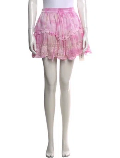 Pre-owned Loveshackfancy Tie-dye Print Mini Skirt In Pink