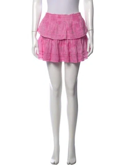 Pre-owned Loveshackfancy Tie-dye Print Mini Skirt In Pink